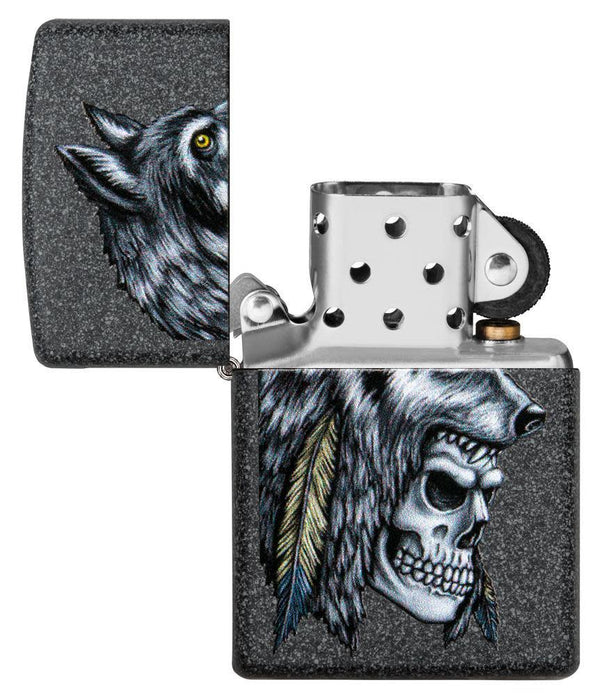 Запальничка Zippo 211 Wolf Skull Feather Design