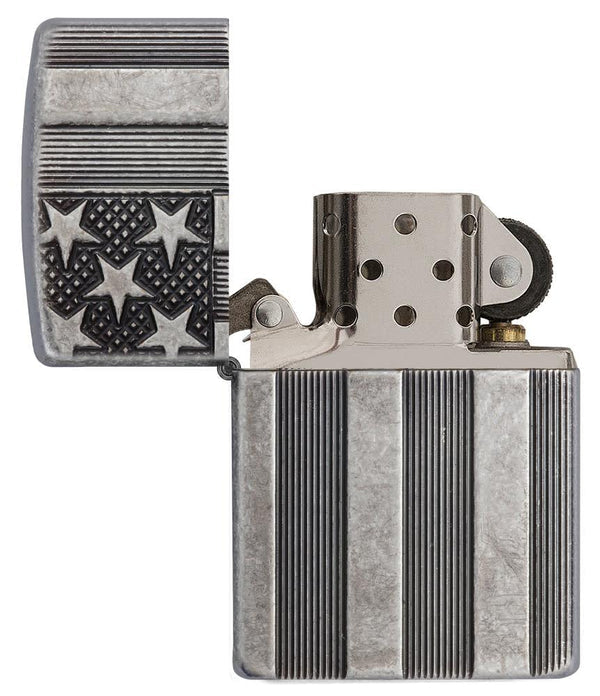 Запальничка 28973 U.S. Flag Armor Antq Slvr Plate