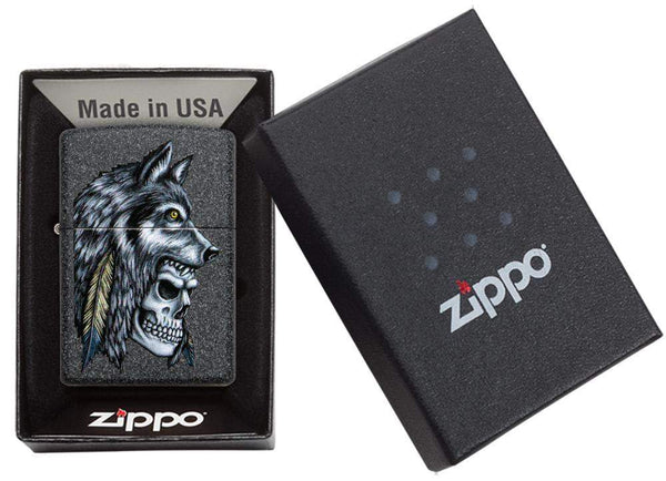 Запальничка Zippo 211 Wolf Skull Feather Design