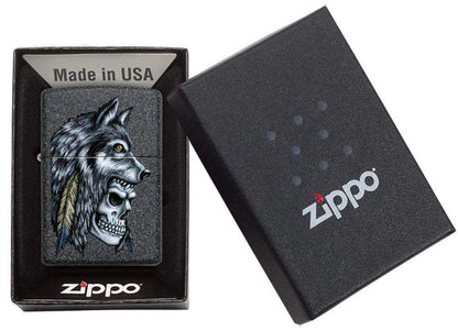 Запальничка Zippo 211 Wolf Skull Feather Design