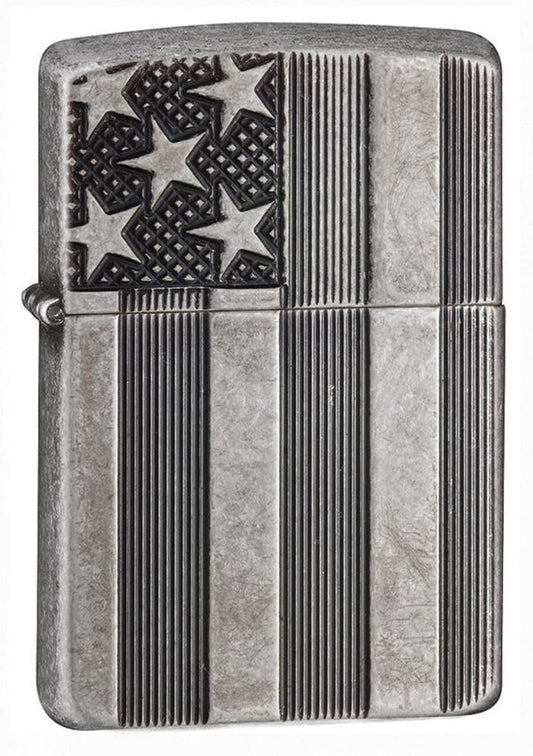 Запальничка  28973 U.S. Flag Armor Antq Slvr Plate